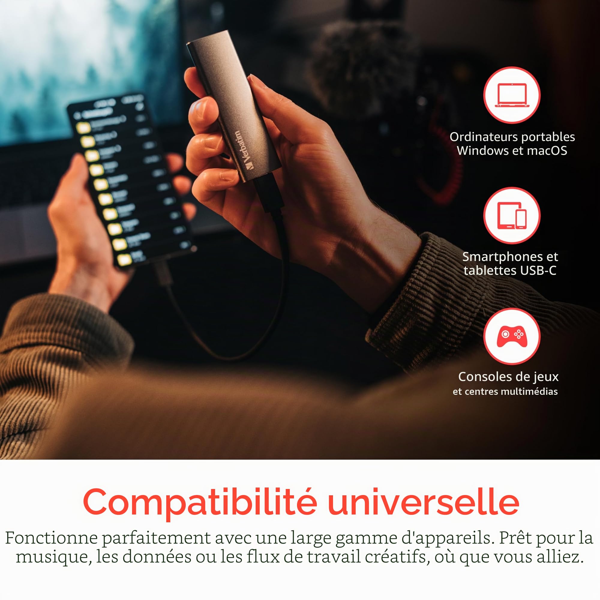 Verbatim Vx500 - Ssd - 480 Gb - Extern (tragbar) - Usb 3.1 Gen 2 (usB-C Steckverbinder) - SpacE-Grau