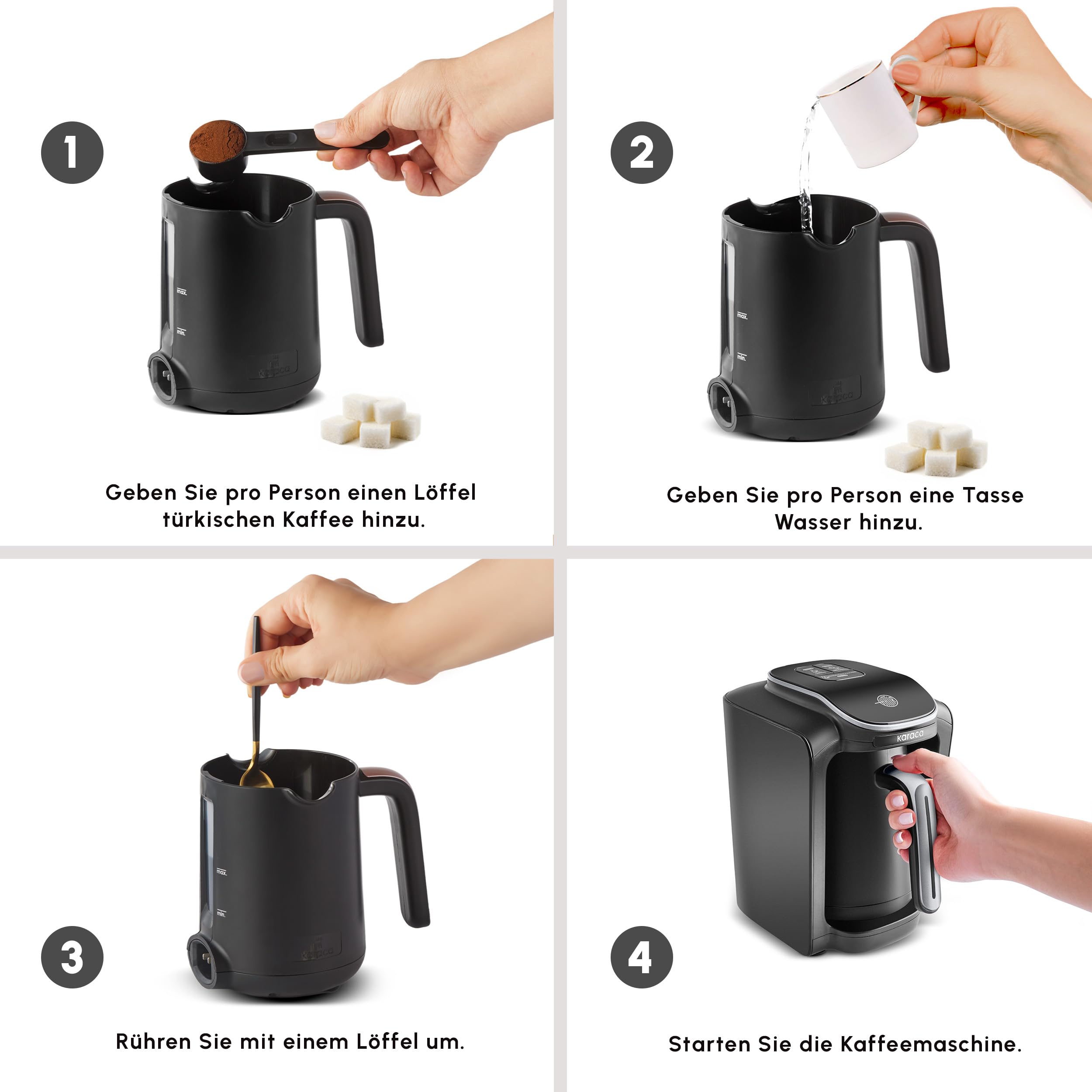 KARACA Hatır Neo Macchina da caffè turca Silver - Caffettiera elettrica per moka con 3 livelli di potenza, 300 ml, capacità 5 tazze, 735 W, spegnimento automatico e protezione dal surriscaldamento