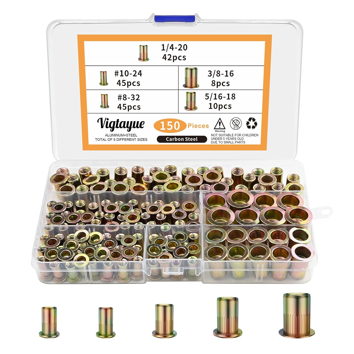 Vigtayue Rivet Nut, 150Pcs 1/4