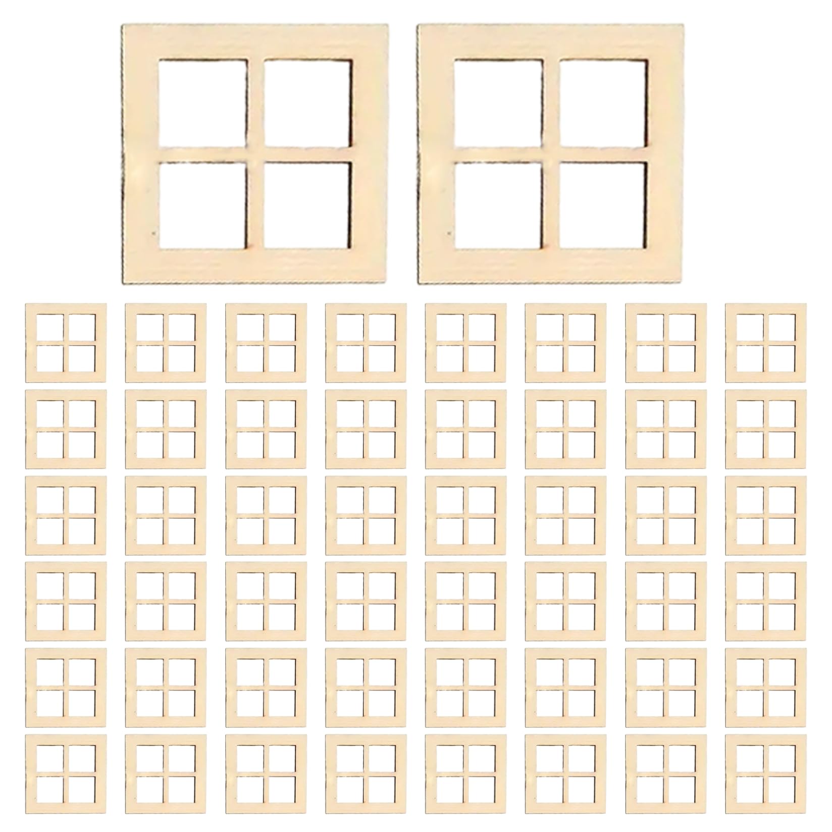 Peosaard 50Pcs Dollhouse Windows 1:12 DIY Wooden Dollhouse Furniture Window Frame for Doll Houses Decoration, Doll Furniture