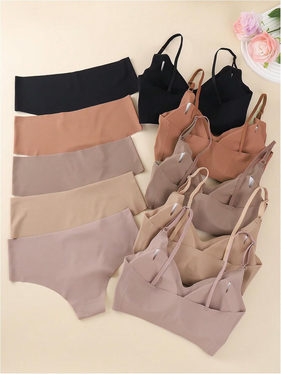 Verdusa Women's 10 Piece No Show Sexy Lingerie Sets Seamless Wireless Bra and Panty Set - Image 2