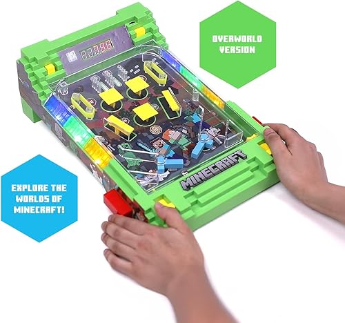 Miniatura 6 de Minecraft: Arcade Pinball - Overworld - Juego de mesa con luces y sonidos, marcador LED, parachoques vibratorio, detección de canalones, licencia