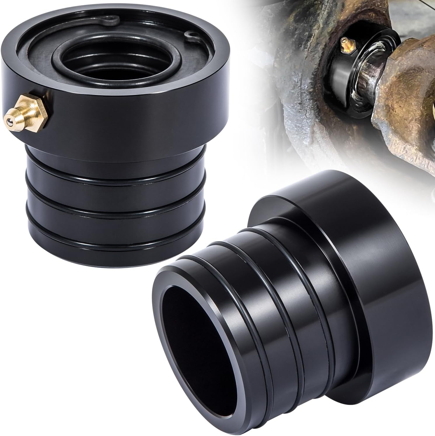 E-cowlboy MG21103 Dana 30/44 Front Axle Tube Seals Pair for Jeep Wrangler JK TJ YJ XJ - Black 2PCS Durable Aluminum