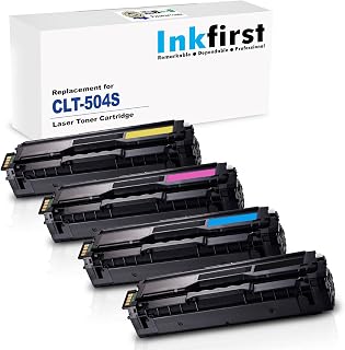1 Set of 4 Inkfirst® Toner Cartridges CLT-K504S CLT-C504S CLT-M504S CLT-Y504S Black Cyan Magenta Yellow Compatible Remanufactured for Samsung CLP-415 CLP415 CLP-415N CLP-415NW CLX-4195FW CLX-4195FN CLX-4195N 504S 504