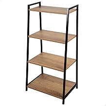 AKTIVE Max Home Fixed Ladder Shelving 4 Levels, 43x30x90cm, Wood and Metal, Maximum Weight Supported 16kg, Bookcases, Storage Shelves, Living Room Furniture, Industrial Style (18454)