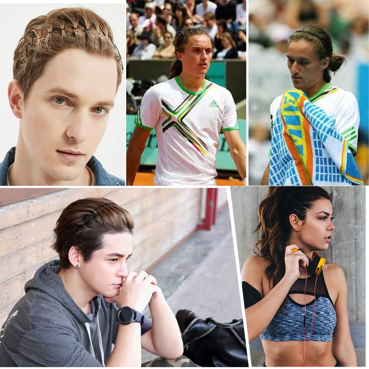 3-Pack Metal Headbands for Men & Women - Zig Zag & Wavy & Wide teeth Hair Bands for All Hair Types - Safe Ball-End Tips & Thickened Electroplating - Slicked Back Hair Styling Accessories