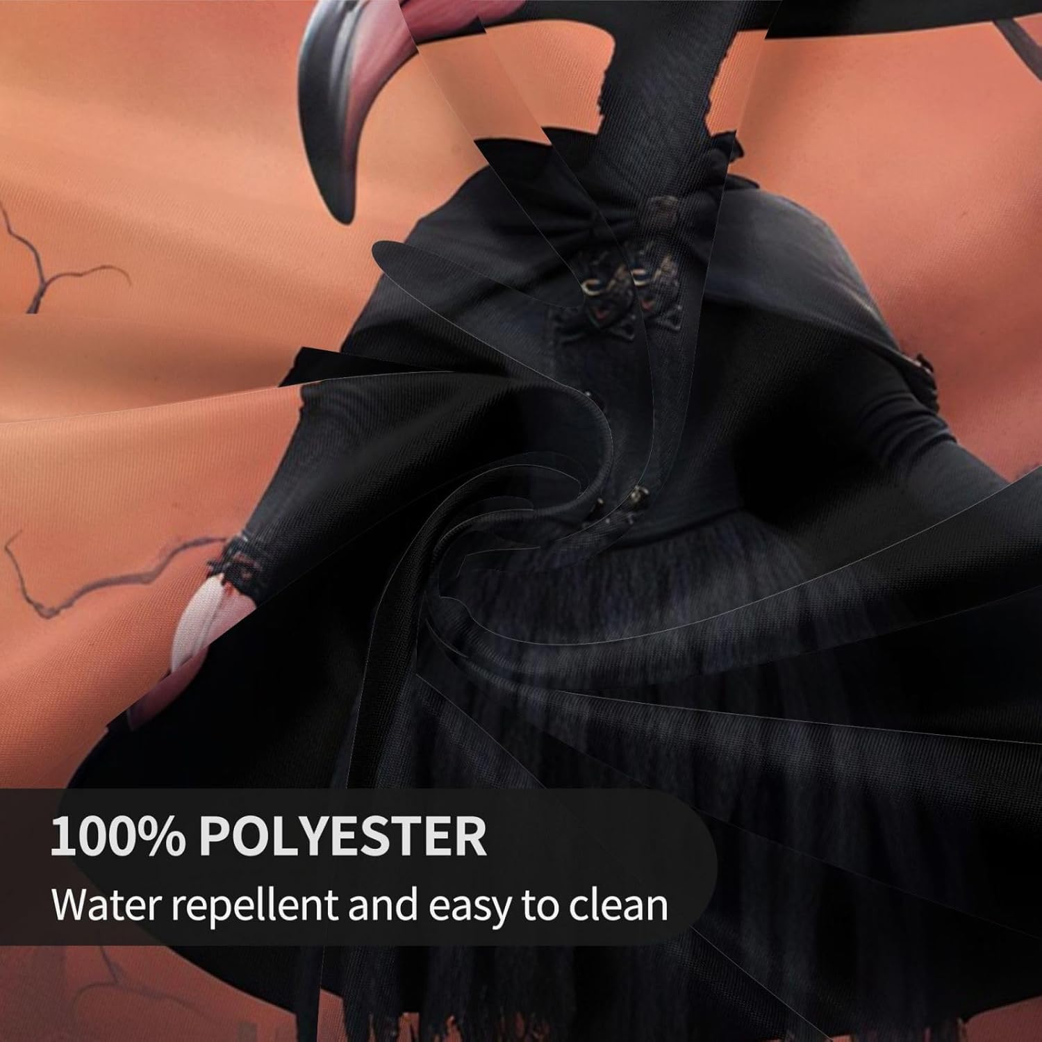 Halloween Flamingo Witch Hat Print Wrinkle Free Dining Table Cover for Birthday Party Farmhouse Tablecloths Up to 60 x 60 Inches