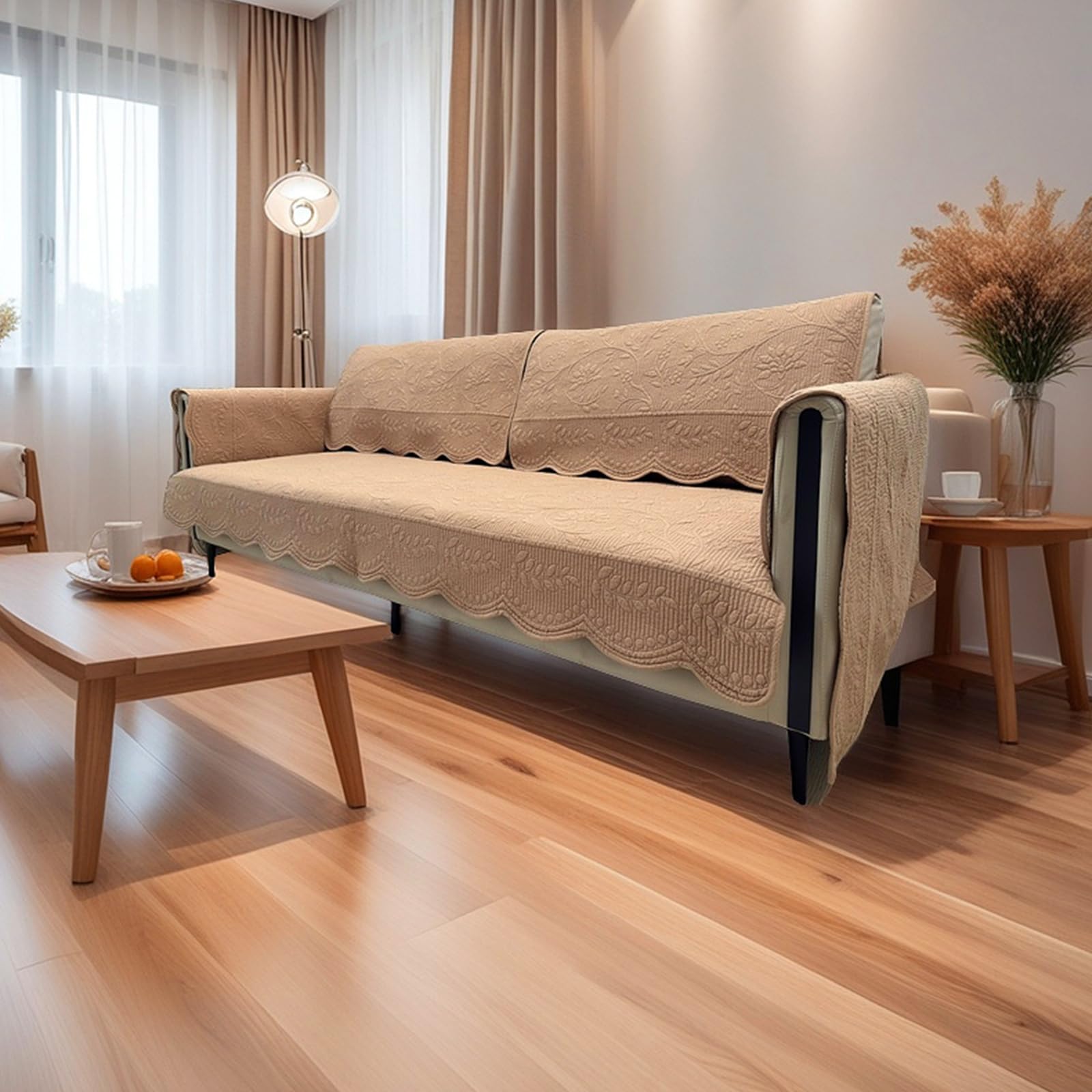 Housse de canapé universelle en peluche pour canapé sectionnel et décoration marron