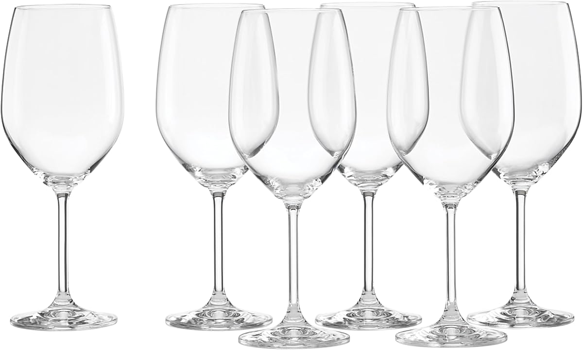Juego de copas de vino blanco Lenox Tuscany Classics, compre 4 y obtenga 6, 6 unidades (paquete de 1), transparente, 21 onzas | vidrio europeo, apto para lavavajillas | 9,5 pulgadas de altura | resistente a roturas | 21oz, regalo para mujer, vasos de vidrio.