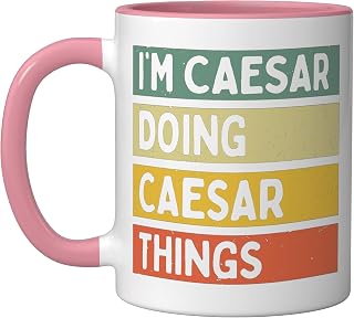 I'm Caesar Doing Caesar Things Funny Personalized Quote Ceramic Mug, Pink/White