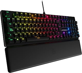 NEWSKILL Serike V2 Teclado mecânico Full Layout RGB com interruptores lineares Hot-Swap, estrutura metálica e apoio para pulsos magnético espanhol preto