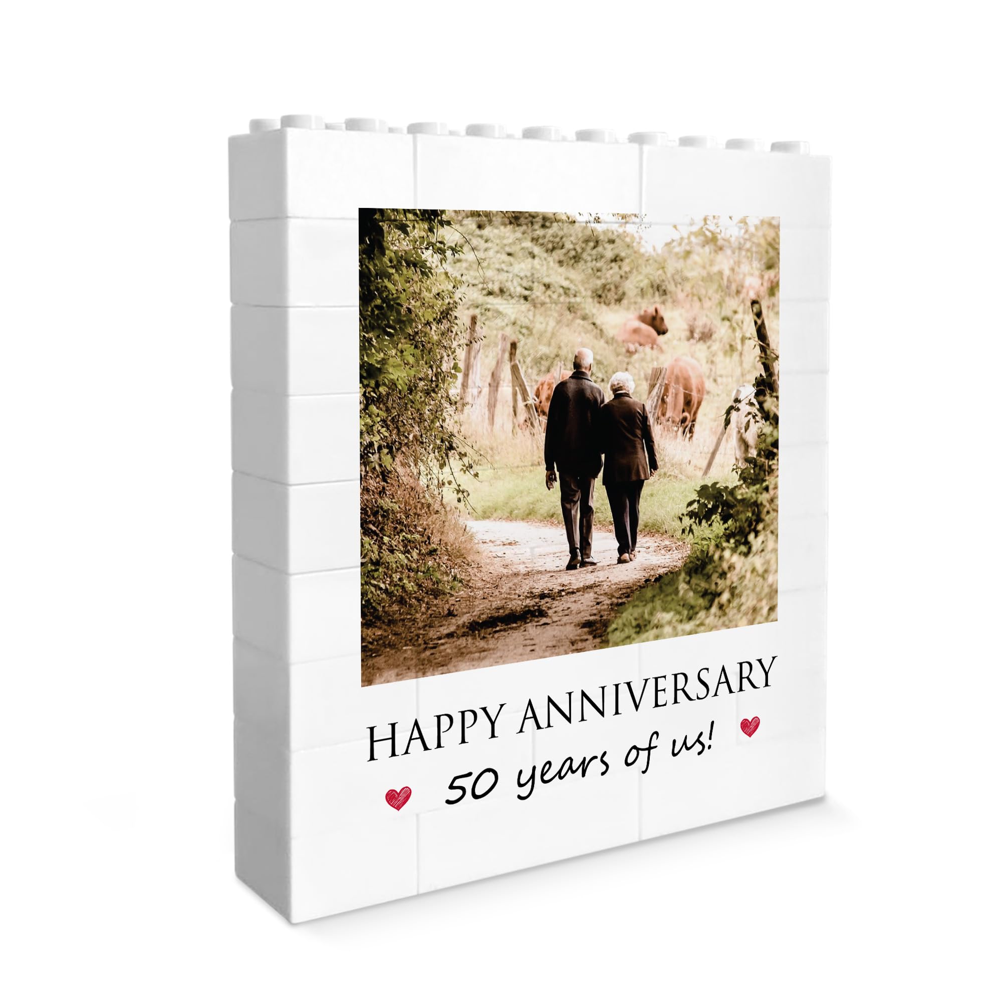 Red Ocean 50th Anniversary Personalised Photo Block for Husband Wife Building Blocks Puzzle For Her Partner Anniversary Partner Present