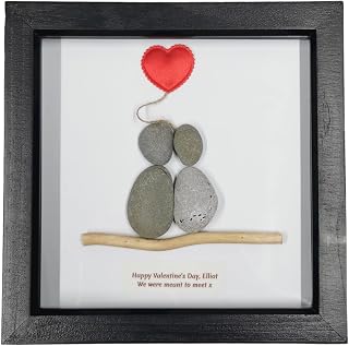 Personalised Ruby 40th Happy Anniversary Pebble Picture Box Frame | Pebble Art Anniversary Gift | Valentine's Gift with Red Satin Heart