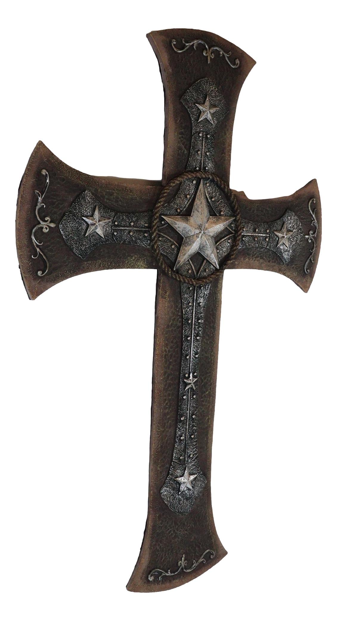 Amazon.co.jp: Ebros Gift L 高さ21インチ 素朴な西部の星 編組ロープボーダー スクロールレース レイヤードウォールクロス装飾  プラーク 彫刻 ローンスター ネイルスパイク カトリック クリスチャンアクセント 装飾クロス : ホーム＆キッチン