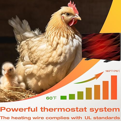 Miniatura 5 de H&G lifestyles Calentador de gallinero, calentador de gallinero acogedor para invierno, panel de calor radiante con temperatura ajustable,