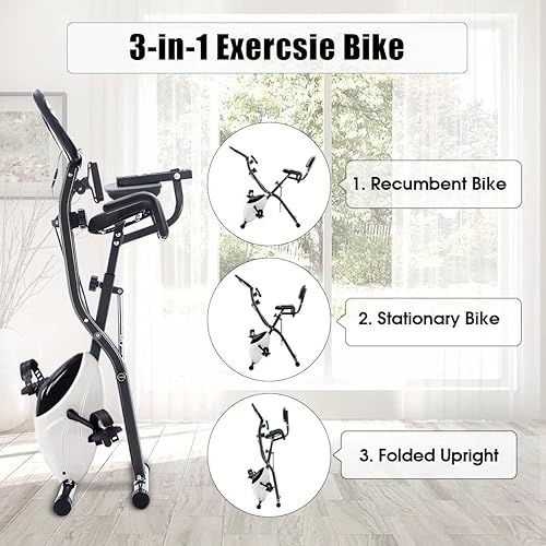 Miniatura 38 de Merax Bicicleta de entrenamiento para el hogar: bicicleta estática reclinada 2 en 1 y posiciones verticales de bicicleta de ciclismo para Azul