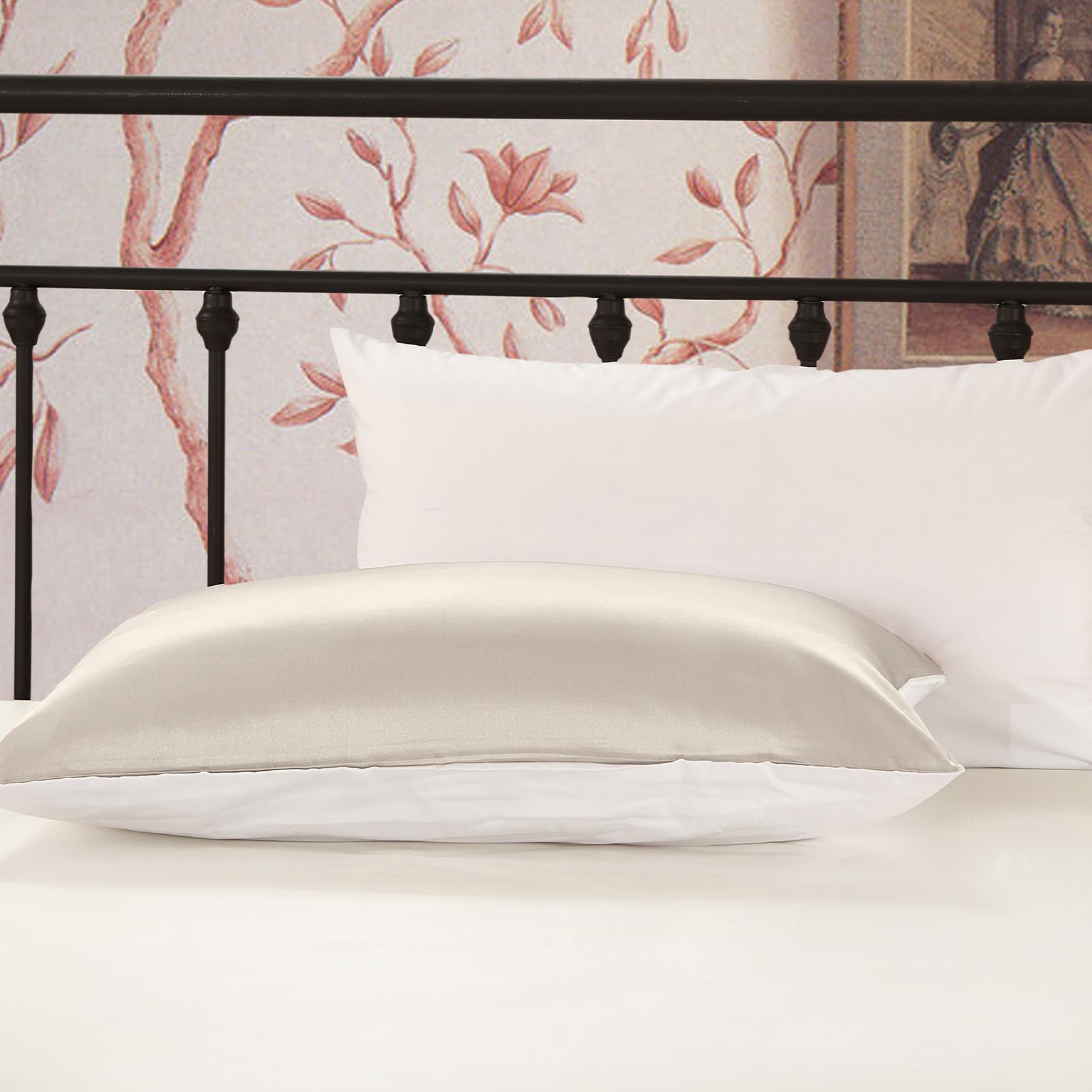 LILYSILK 1PC Silk Pillowcase for Hair and Skin 19MM Mulberry Silk Pillow Sham Cover with Cotton Underside Soft Hypoallergenic Silk Bed Pillow Case with Hidden Zipper(Standard 50x75cm,Moonlight Gray) - Image 4