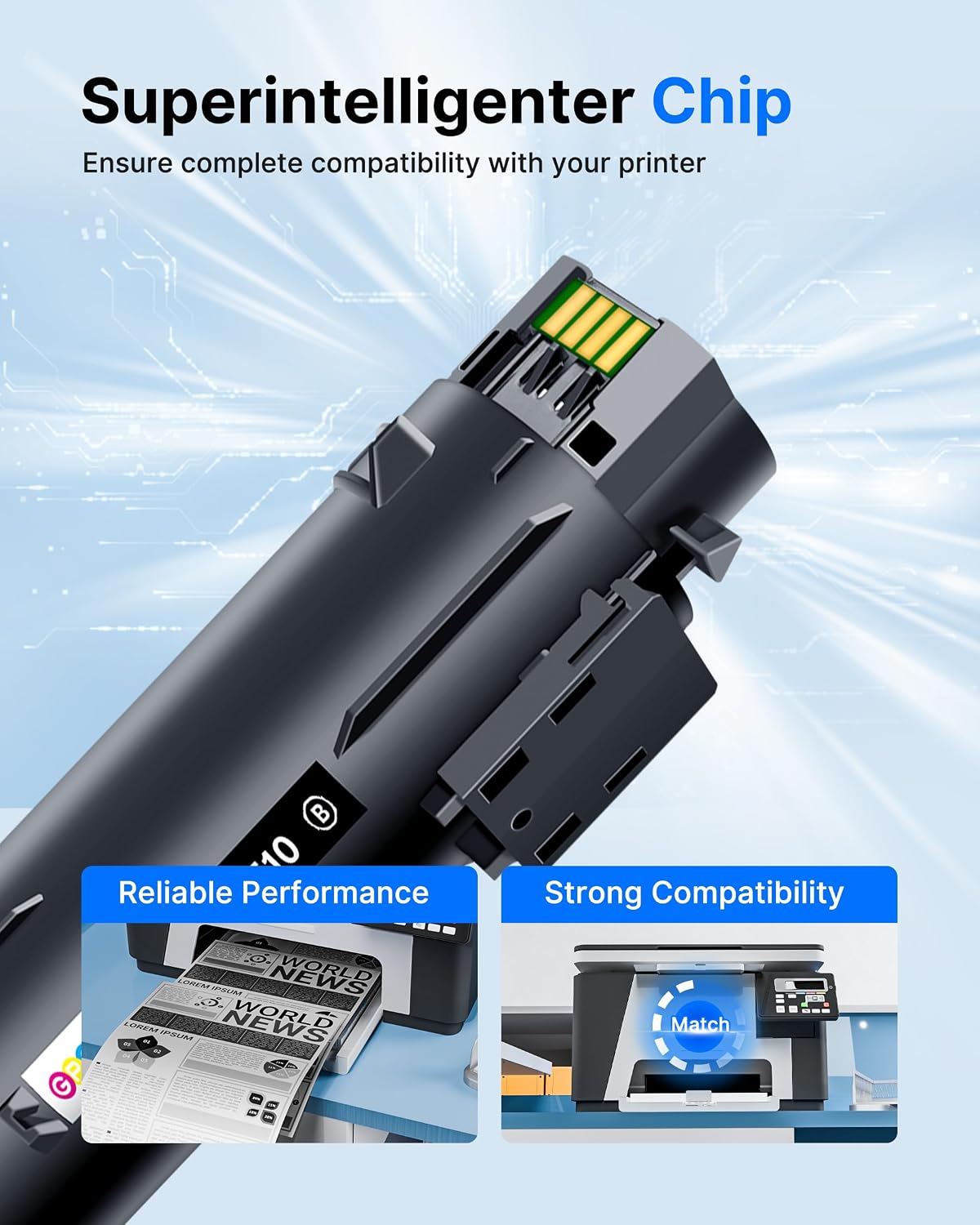 GPC Image Phaser 6510 Toner Workcentre 6515 Toner Replacement for Workcentre 6510 Toner for Xerox Phaser 6510 for Xerox 6515 with Chip (4 Pack, Black Cyan Magenta Yellow)