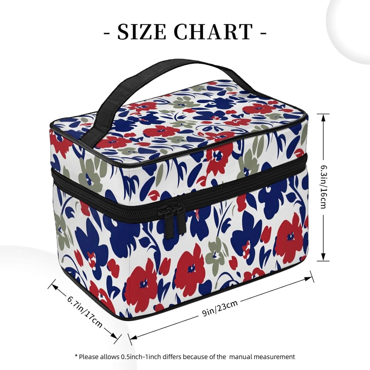 Floral Travel Toiletry Bag 9x6.7x6.3 Inch,Makeup Bag Cosmetic Organizer With Compartments Elastic Holders Portable Travel Kit For Women Men image 5