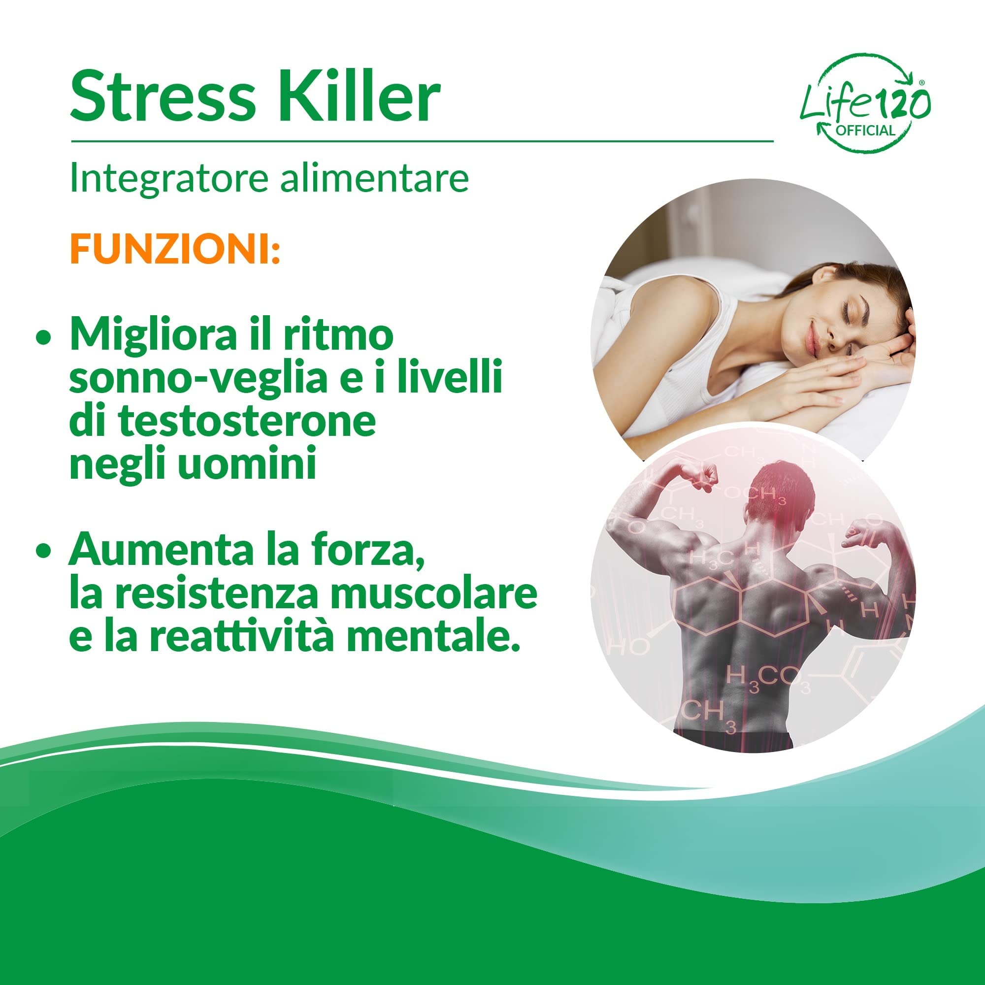 Life 120 - STRESS KILLER Integratore alimentare, con estratti vegetali in combinazione con sostanze fisiologiche, per rilassamento e calma 90 COMPRESSE