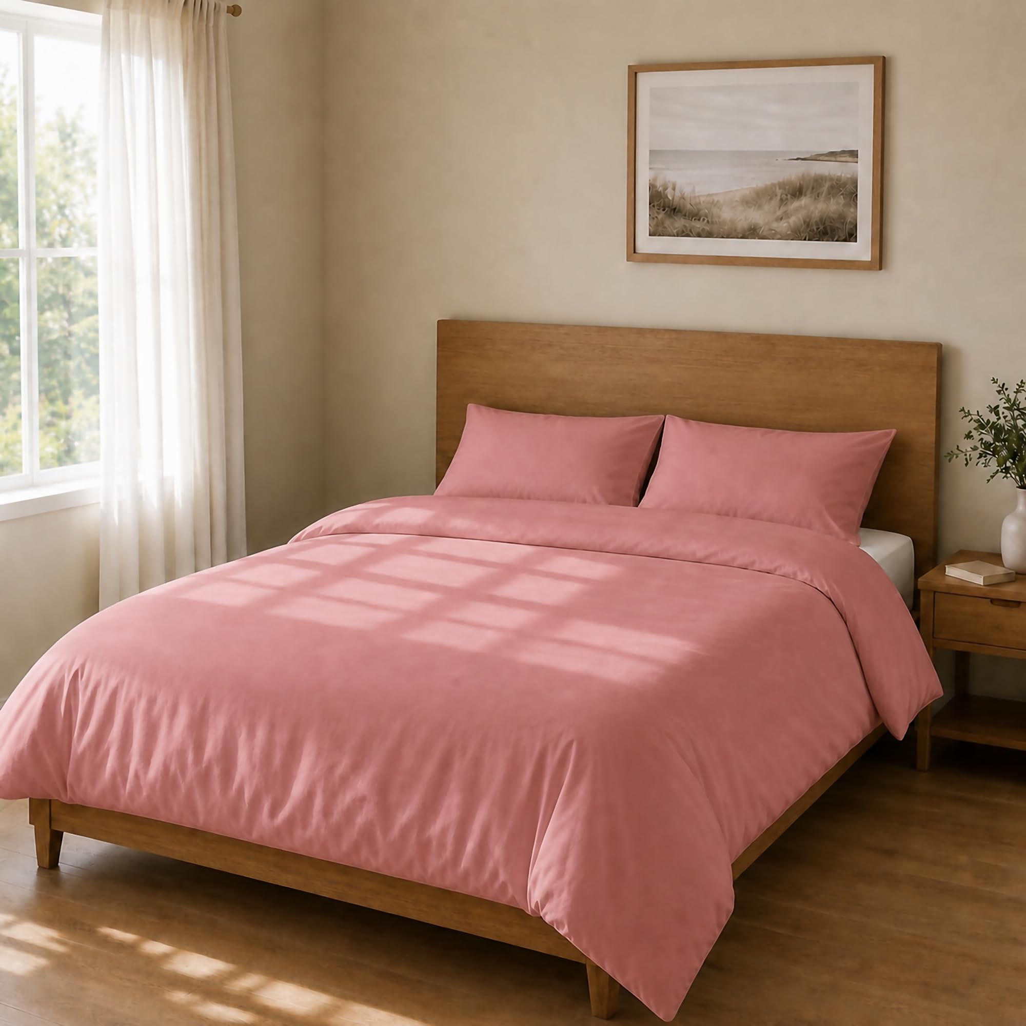 Homebliss Microfibre Bed Linen Duvet Cover 200 x 200 cm + 45 x 75 cm, 2 Pieces, Dusky Pink