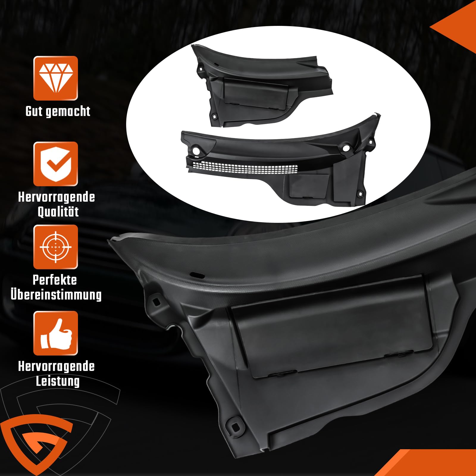 Windschutz Windlaufabdeckung Vorne Links & Rechts Kompatibel mit MINI Cooper R55 R56 R57, Abdeckung Windlauf Windschutz Regenabweiser 51132751209 5113275121