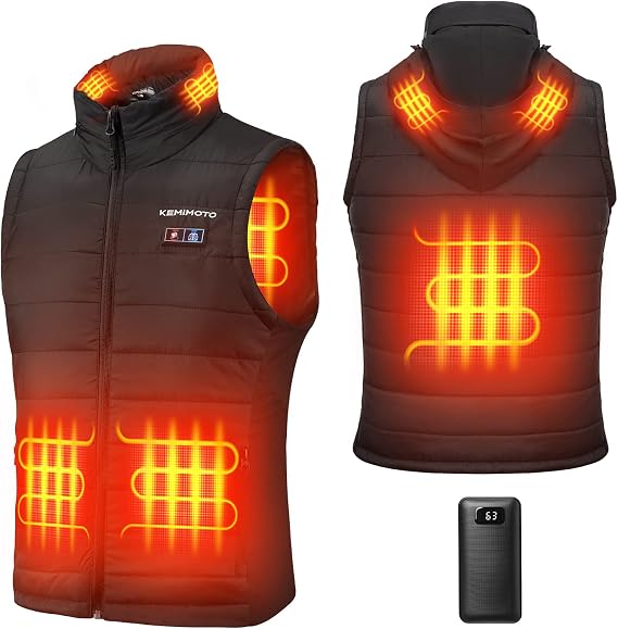Kemimoto Men's Lightweight Heated Vest 