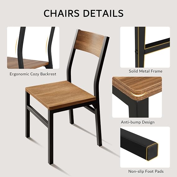 iPormis 7-Piece Dining Table Set with 6 Chairs, 63 Extendable Kitchen Table & Chairs Set for 4-6, Dining RoomTable with Solid Metal Frame & MDF Board, Perfect for Small Space, Easy Assembly, Walnut