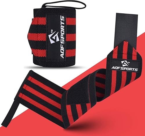 Miniatura 6 de AQF Muñequeras para levantamiento de pesas  Aprobado por USPA e IPL de 18 pulgadas con bucle para el pulgar  Correas de muñeca de levantamiento de