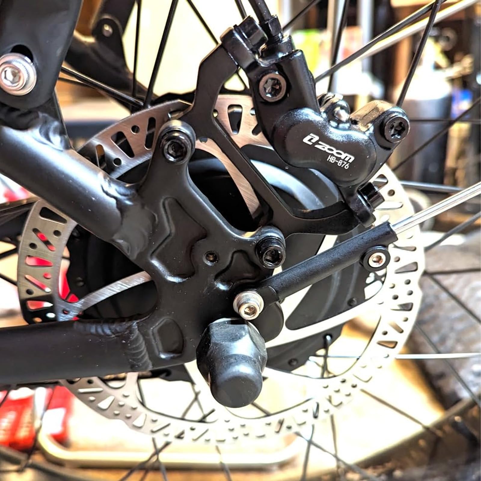 JFOYH Zoom HB876E Kit Freni Idraulici per eBike – Pinze a 4 Pistoni con Sensore Cut-off 2/3 Pin, Pre-Riempito con Olio Minerale, Rotori da 160 mm Inclusi