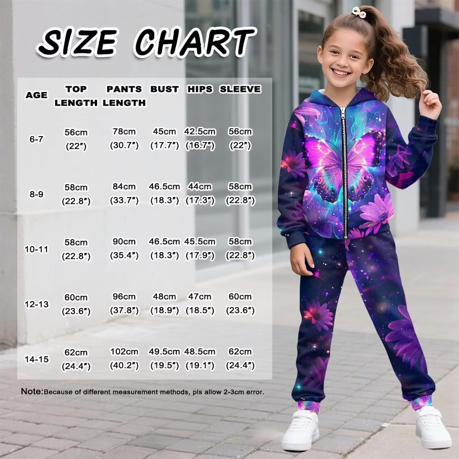 Biyejit Girls 2 Piece Tracksuit Athletic Sweatsuits Sets Full Zip Hooded Sweatshirt and Jogger Sweatpants Clothing Sets