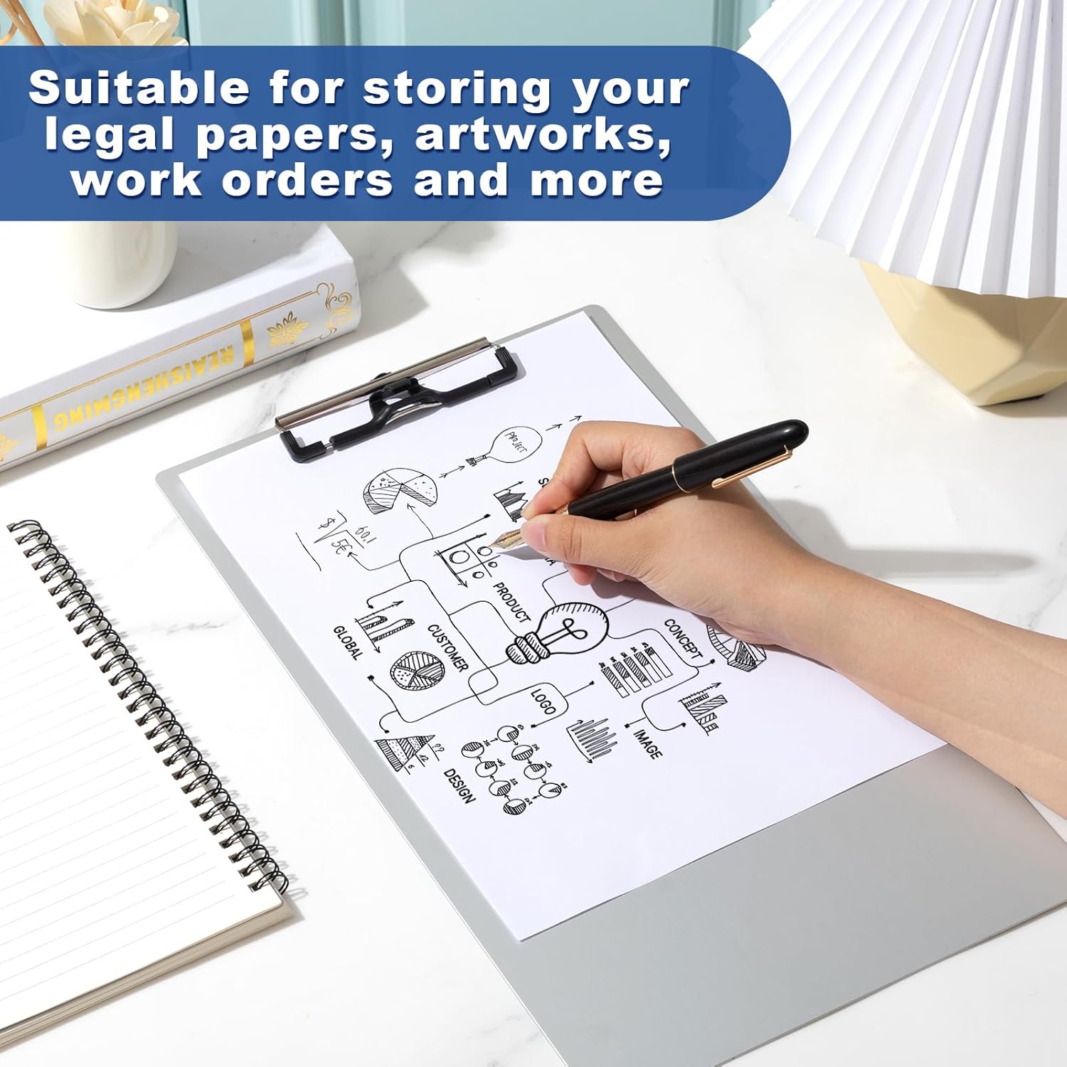 Tenceur 2 Pcs Aluminum Legal Size Clipboard 8.5x14 Inch Metal Clipboard with Metal Clip Heavy Duty High Capacity Durable Suitable for Legal Lawyers and Business School Office Supply