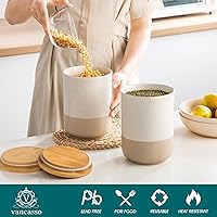 Vista 3 de vancasso Sabine - Juego de recipientes grandes de cerámica con tapas de madera herméticas, 2 tarros de almacenamiento de alimentos de cocina