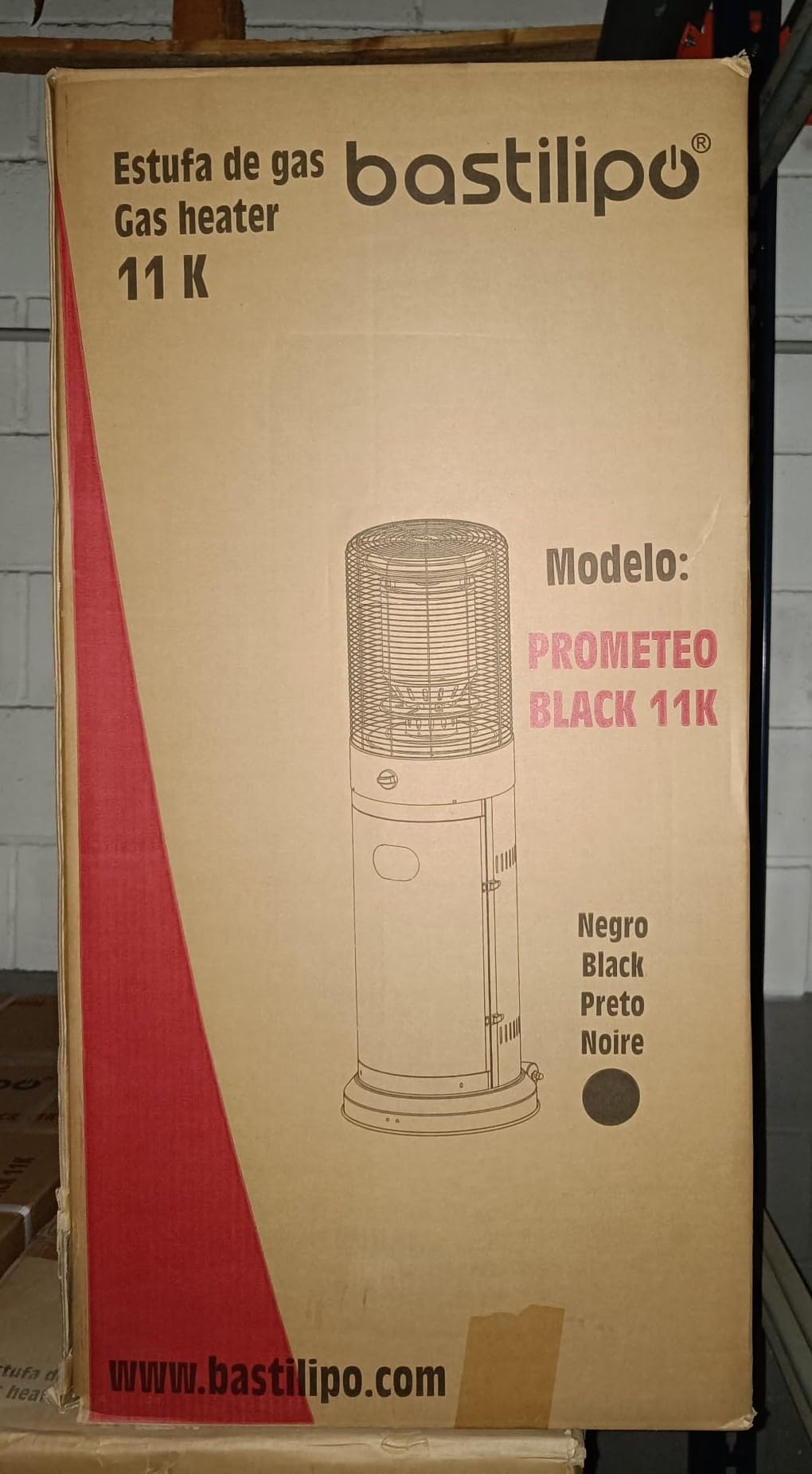 Prometeo Black 11K - Estufa de gas para Exteriores -Estufa para jardin o terraza de 11KW - Propano o Gas butano - Radio de acción 20-30m² - Bastilipo (0807)