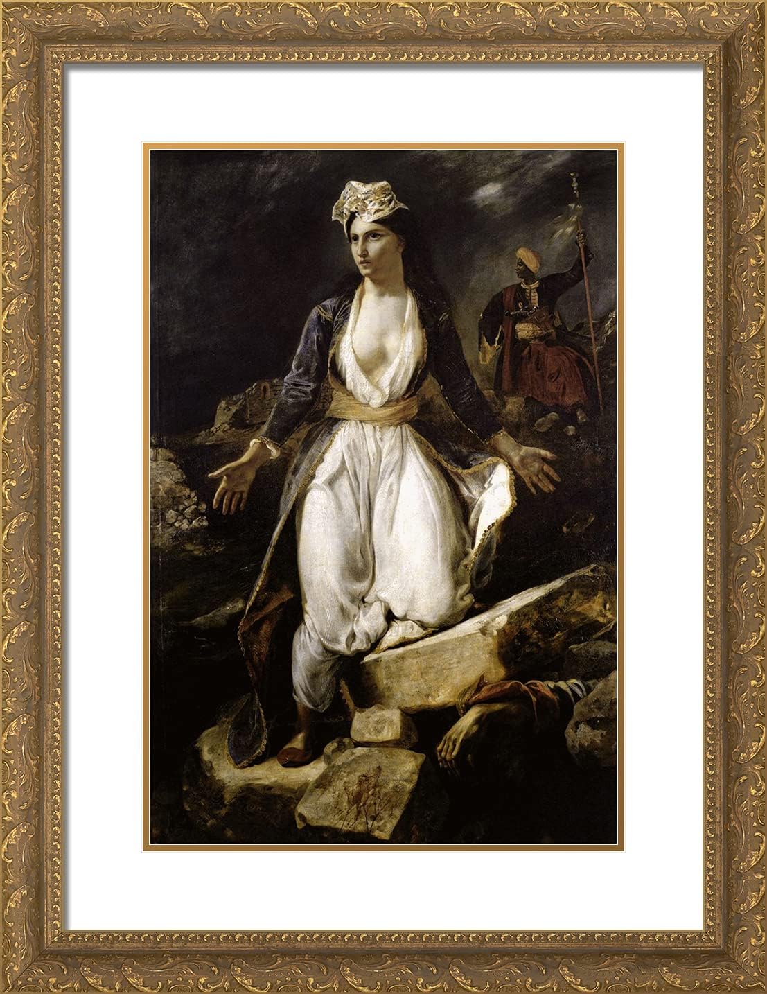 ArtDirect Delacroix, Eugene 19x24 Black Modern Framed Art Print Titled: Greece on the Ruins of Missolonghi-ARC-05273