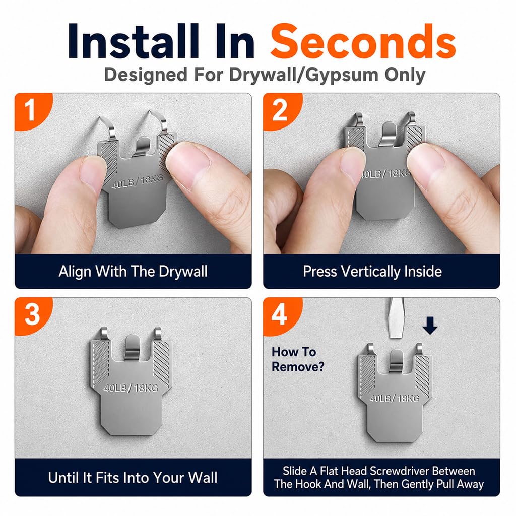 HASTHIP Drywall Picture Hangers - 40 lb Hooks -5