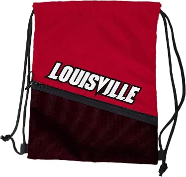 Logo Brands NCAA Louisville Cardinals Tilt Backsack Lightweight Drawstring Bag with Zippered Mesh Pocket For Essentials & WaterResistant Shell