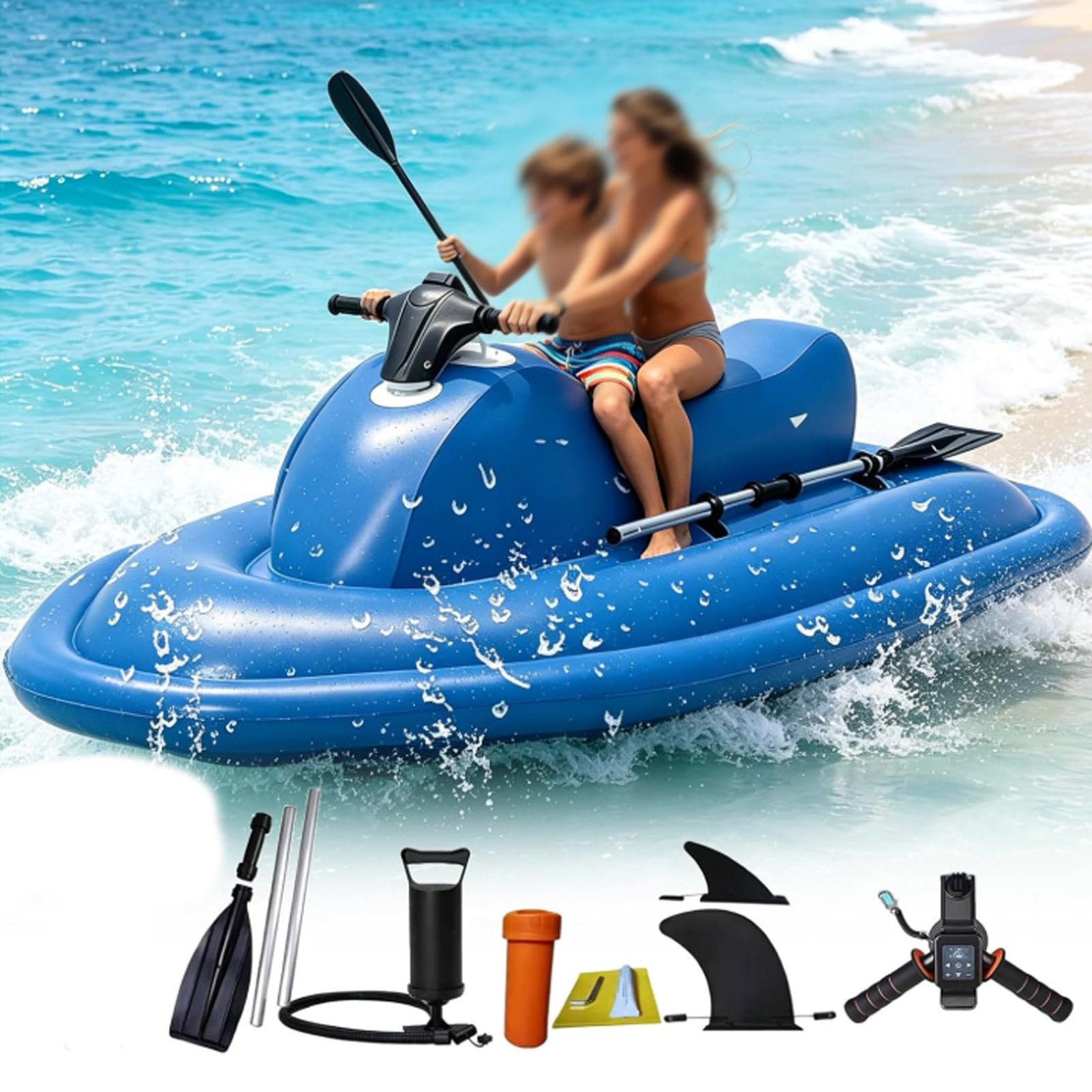 Oiyekntd Summer Inflatable Electric Motor Boat & Jet Ski with 10000/16000mAh Battery, Ideal for Sea Diving & Swimming for Adults & Kids Water Sports 500W16A