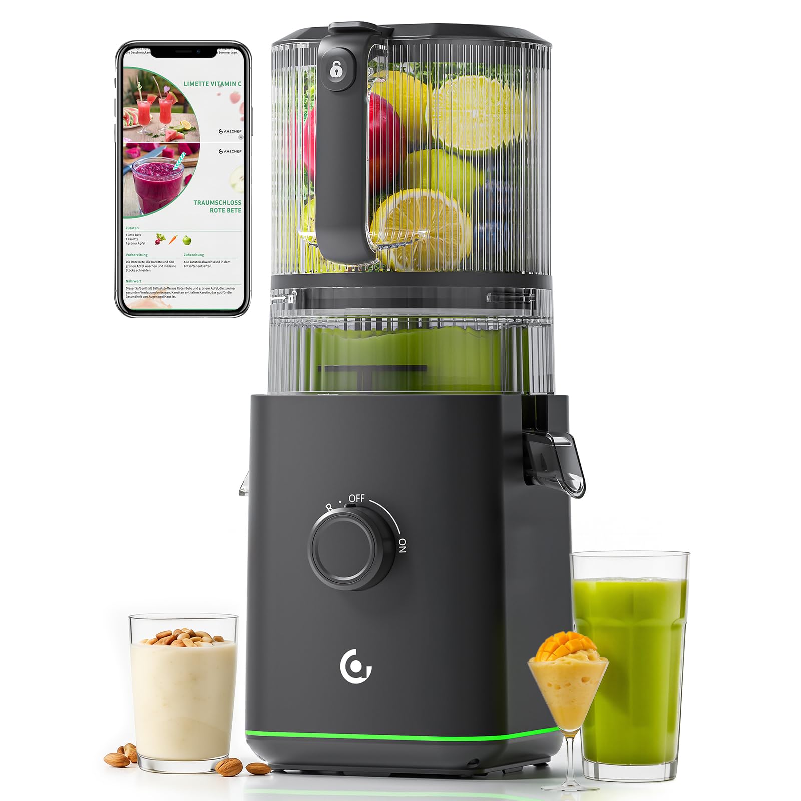 Photo 1 of VANDISELL Juicer Machines, 3-in-1 Cold Press Juicer with 6.5" Large Feed Chute for Whole Fruits & Vegetables, 100oz Large Capacity for Family Use, Easy to Clean, Black