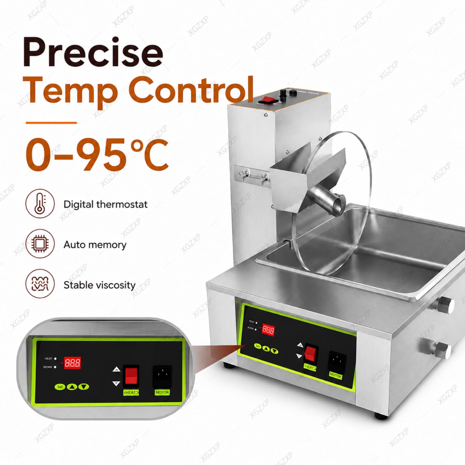 Mezclador de ruedas con horno de fusión, máquina de fusión de chocolate, tanque de 8 kg, temperatura y velocidad ajustables para cocina doméstica, panaderías, tiendas