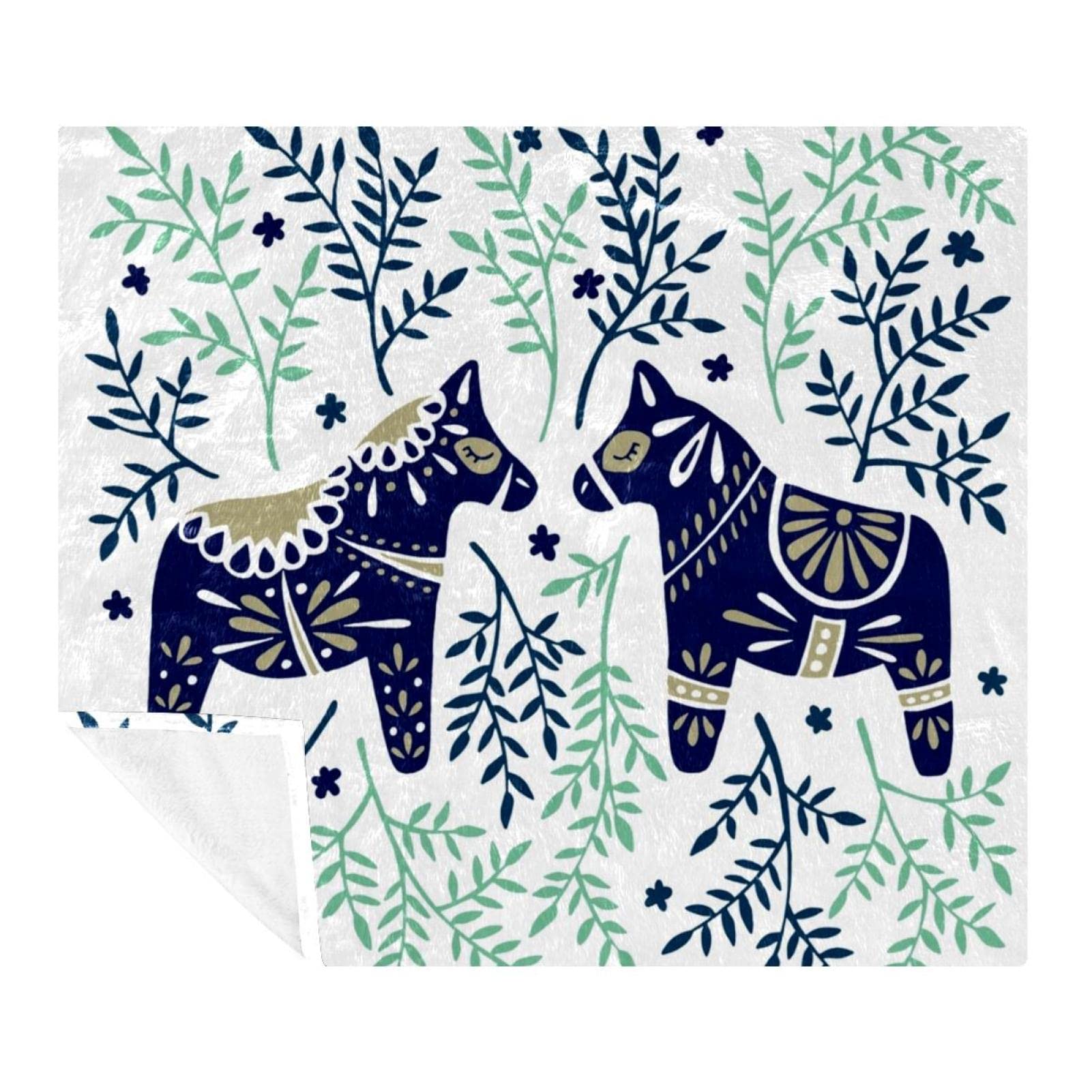 Couverture polaire cheval bleu marine abstrait pour décorer le sol du canapé