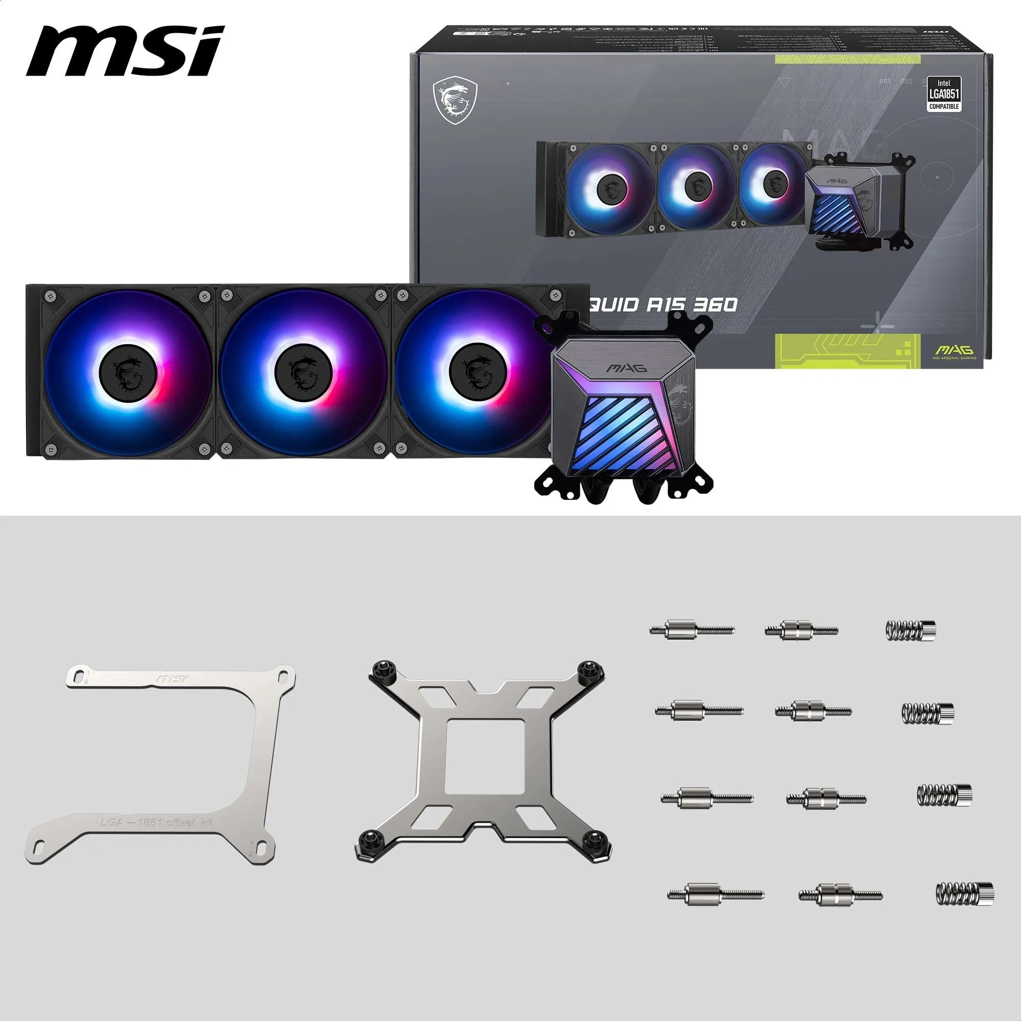 MSI MAG CORELIQUID A15 360 sistema di raffreddamento per computer Scheda madre, Processore Raffreddatore di liquidi tutto in uno 12 cm Nero 1 pz