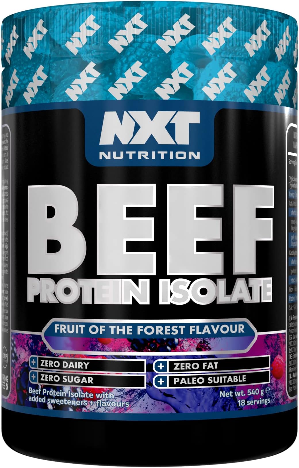NXT Beef Protein Isolate 540g - High Protein Powder in Natural Amino Acids - Paleo, Keto Friendly - Dairy and Gluten Free | 540g (Fruits of the Forest)