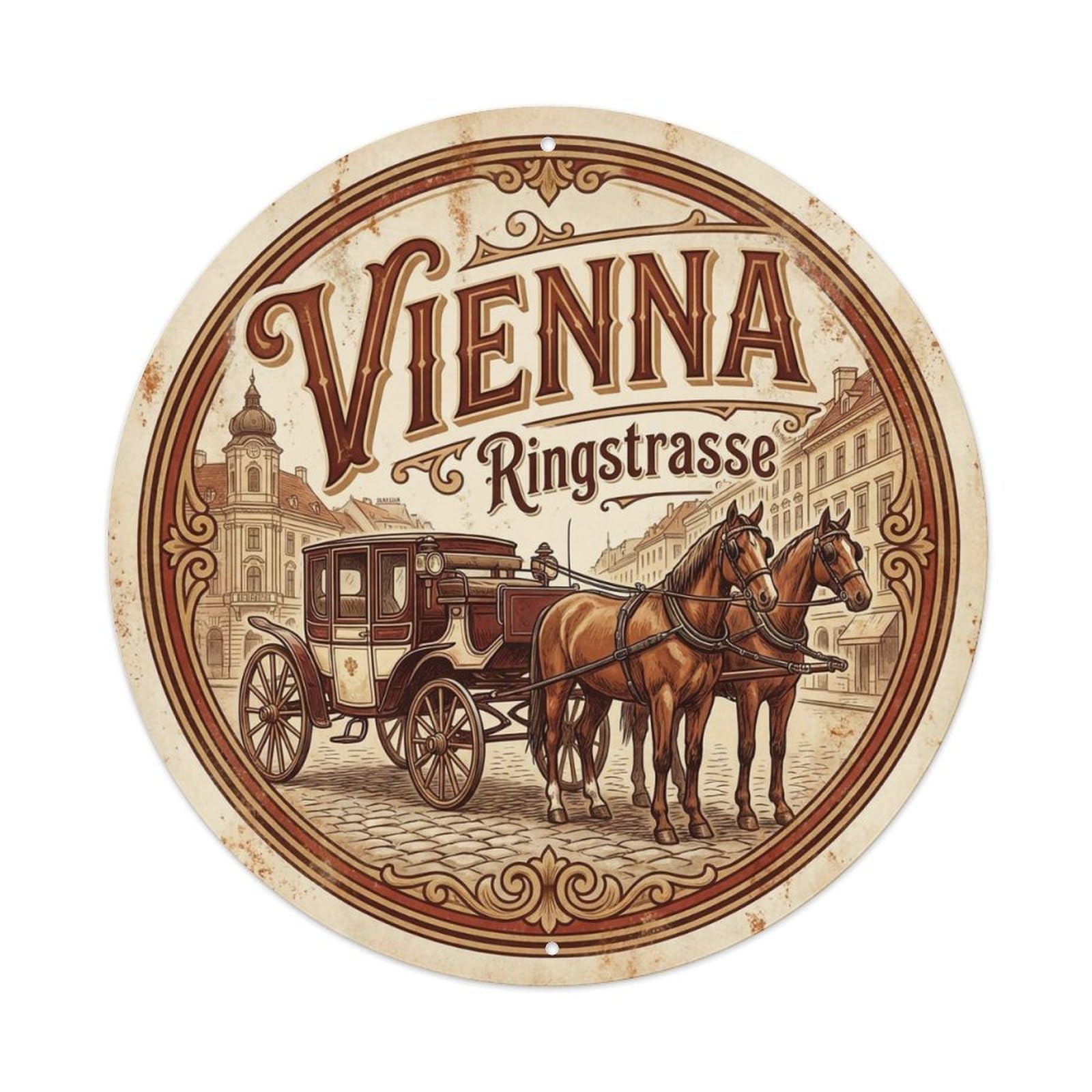 Vintage Travel Vienna Austria Adventure Metal Tin Sign