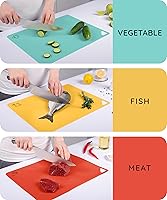 Vista 9 de July Home Tabla de cortar alternativa para cocina, juego de 3 tablas de cortar de plástico flexible extragruesas, antideslizantes, sin BPA, fáciles