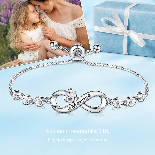VGWON Regalo Mamma, Regalo Mamma Compleanno, Bracciale per Mamma, Bracciale Regalo per Festa della Mamma, Regalo Gioielli Natale e Compleanno per Mamma - 2