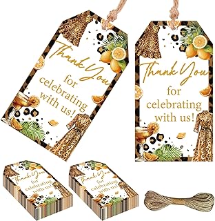 50Pcs Margarita Theme Party Thank You Tags Leopard Pajama Moo Moos and Margaritas Party Decorations Citrus Cocktail Gift Tag with String for Girls Birthday Partys Bridal Shower Ladies Night Invite