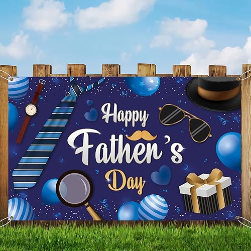 Miniatura 5 de Cartel de fondo del día del padre, pancarta de gran tamaño para el día del padre, pancarta de fondo azul, suministros de decoración de fiesta para