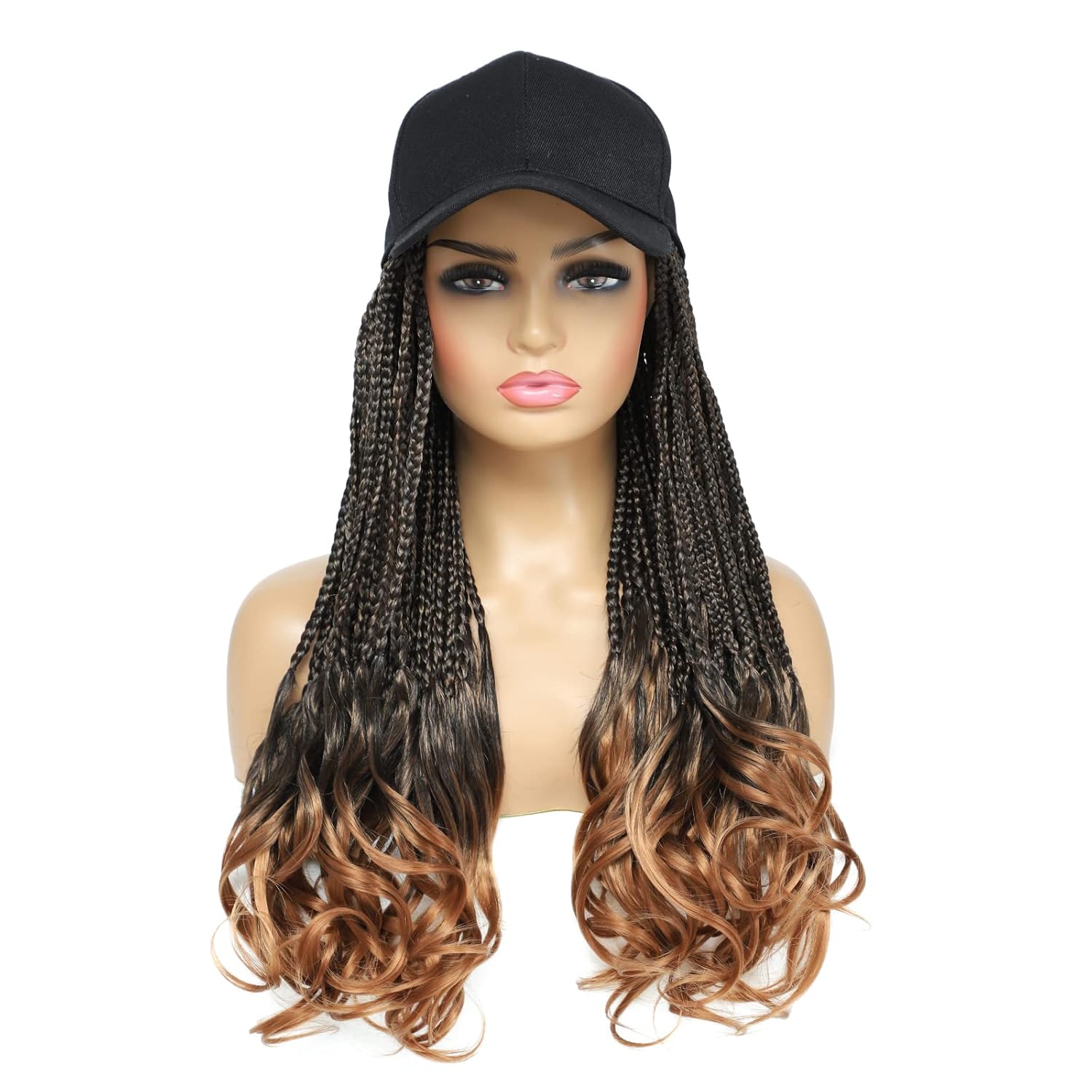 Refined hair Baseball Wig Cap With 3S Box Braids And Curly