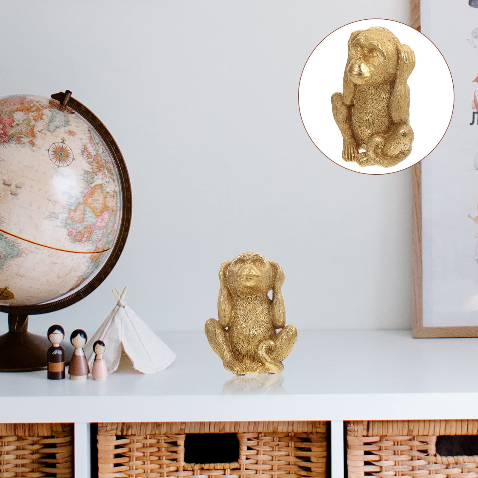Statues De Singes Sages En Céramique - Lot De 3, Décoration Détaillée Pour Maison, Bureau Ou étagère